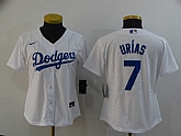 Women Dodgers 7 Julio Urias White 2020 Nike Cool Base Jersey,baseball caps,new era cap wholesale,wholesale hats